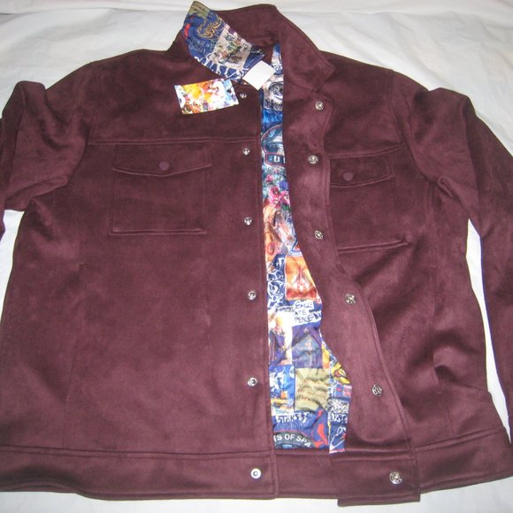 ROBERT GRAHAM Vegan Suede Trucker Jacket Men’s Size 2XL Mahogany RGF23R77 - Picture 6 of 11